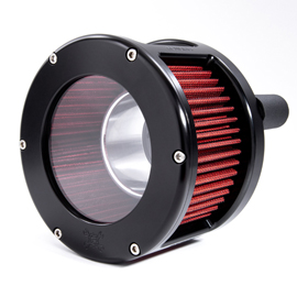 BA Race Series Air Cleaner Kit, Race Series tall cage, Red filter, Black finish
