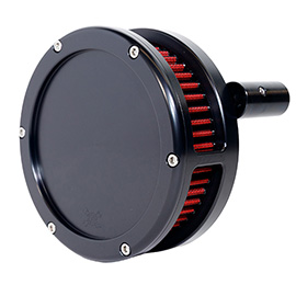 BA Air Cleaner Kit Slim, Black finish, Red filter