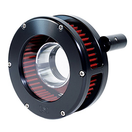 BA Air Cleaner Kit Slim, Black finish, Red filter