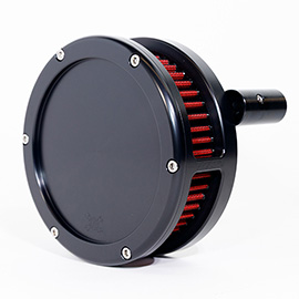 BA Air Cleaner Kit Slim, Black finish, Red filter