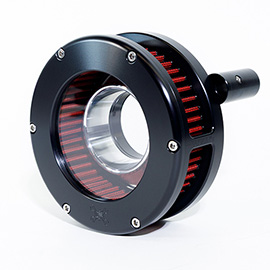 BA Air Cleaner Kit Slim, Black finish, Red filter