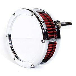 BA Air Cleaner Kit Slim, Chrome finish, Red filter