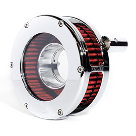 BA Air Cleaner Kit Slim, Chrome finish, Red filter