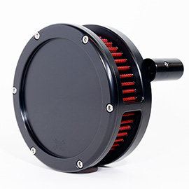 BA Air Cleaner Kit Slim, Black finish, Red filter