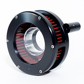 BA Air Cleaner Kit Slim, Black finish, Red filter