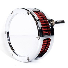 BA Air Cleaner Kit Slim, Chrome finish, Red filter