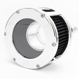 BA Race Series Air Cleaner Kit, Race Series tall cage, Chrome finish, Red filter
