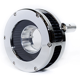 BA Air Cleaner Kit Slim, Chrome finish, Black filter